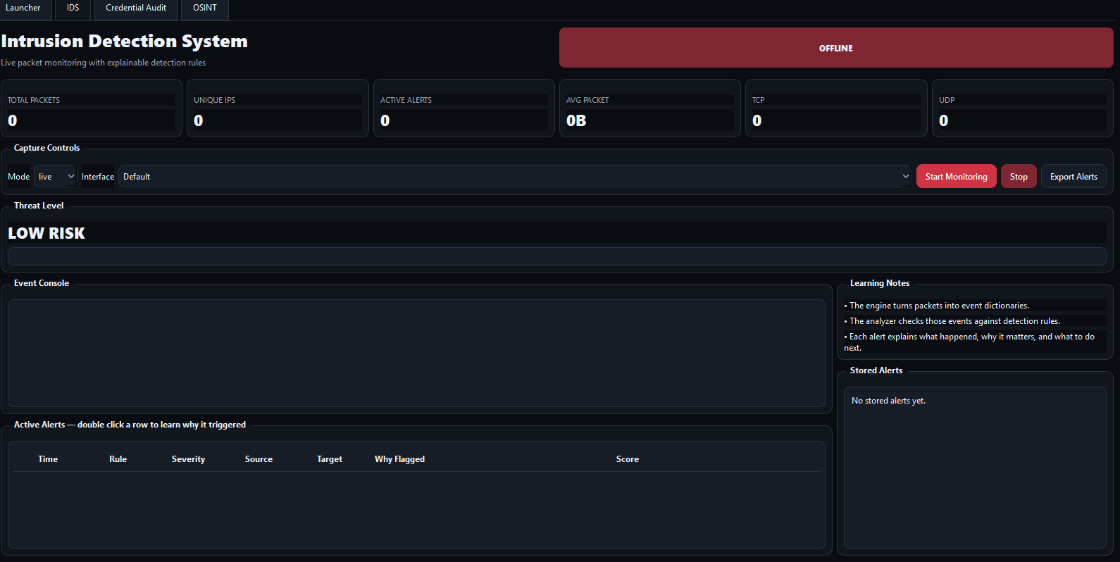 RetrabutionX Intrusion Detection System Screenshot